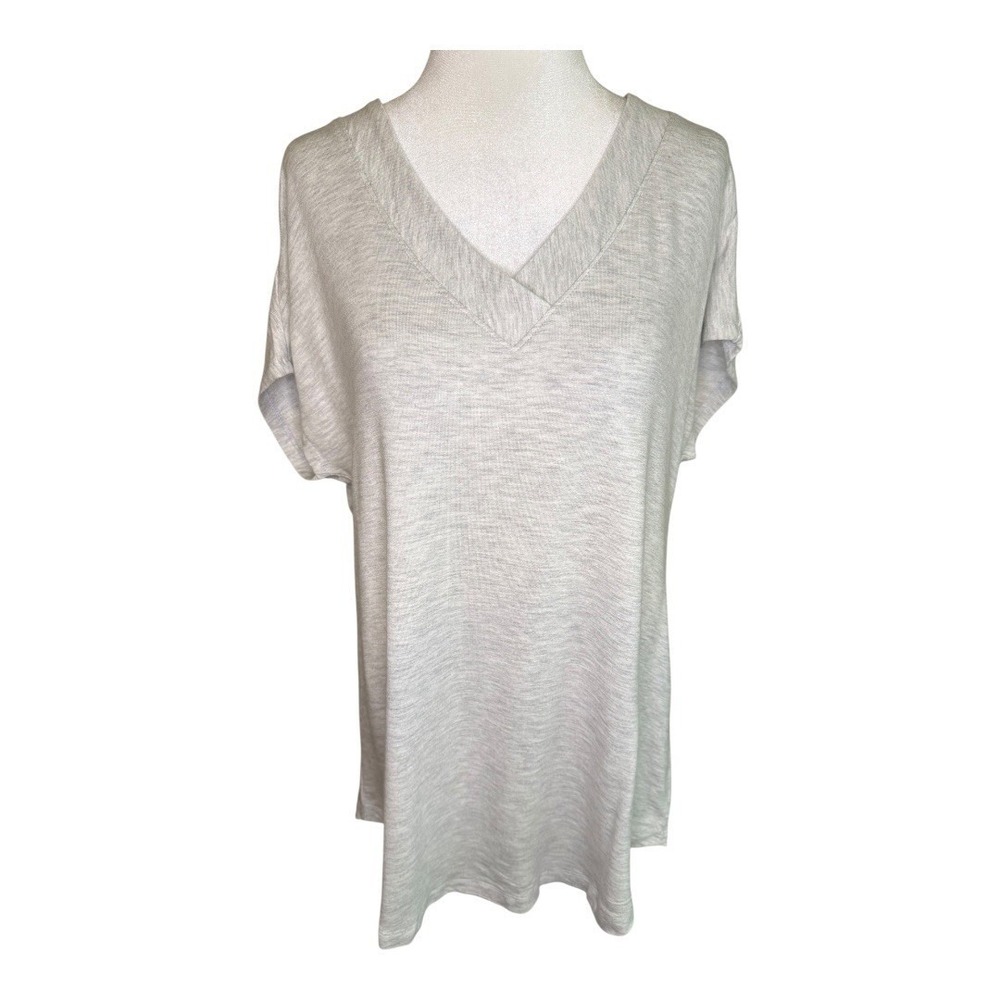 Workshop Republic Clothing Athleisure Heather Gray V Neck Top Womens XS NWT‎